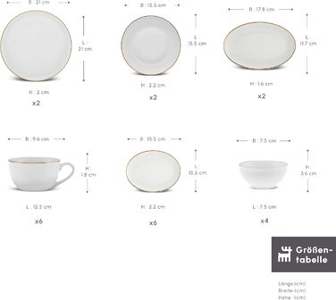 Набір посуду Karaca Marcelo на 6 осіб (26 предметів), керамічний, білий з золотом