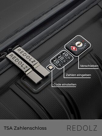 Візок REDOLZ Hard Shell XL 77 см, легкий поліпропілен, 4 подвійних колеса & TSA, чорний