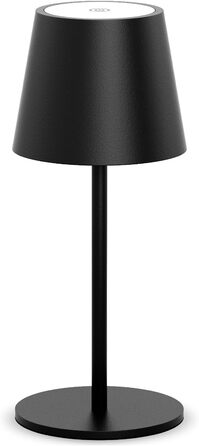 Лампа настільна LED акумуляторна Lundwa 26см, 5000mAh, 3W, 3000K, IP54, для кемпінгу, ресторану, спальні, бару (Чорний, 1 шт.)