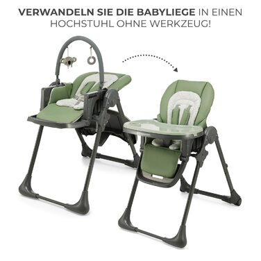 Дитячий стільчик Kinderkraft TUMMIE 2 в 1 – сірий, з іграшками, для малюків від народження