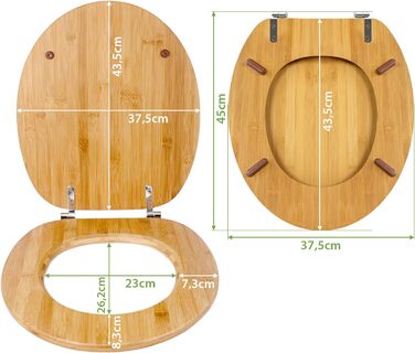 Бамбукове сидіння для унітазу banjado Design 44x38x5см з мотивом бежевих сердець - бамбукова кришка/сидіння для унітазу - високоякісна бамбукова кришка/сидіння для унітазу з універсальними петлями для всіх стандартних унітазів