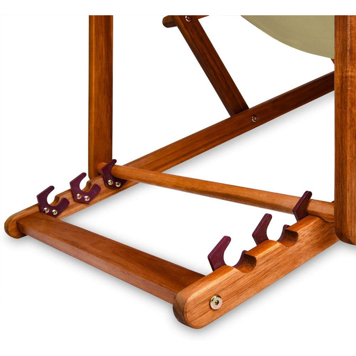 Лежак для відпочинку Casaria® з дерева, вологостійкий, складний, регульований, 160 кг, підлокітники, подушка для шиї, для саду та балкону, акація, 94x94x60 см (бежевий)