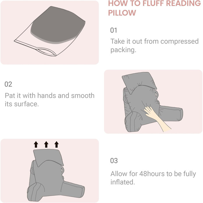 Портативне подушкове крісло для читання з підголовником (Oeko-Tex), м'яке крісло з підлокітниками та кишенями для дорослих, зручне ліжко-подушка з memory foam для гуртожитку (Рожевий, Преміум Великий)