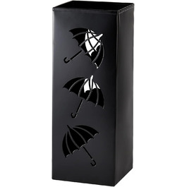 Металева підставка для парасольки Okllen, квадратна, чорна, 16x16x42 см