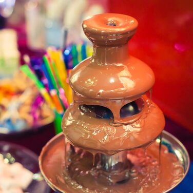 Шоколадний фонтан з нержавіючої сталі з функцією плавлення | 3-рівневий шоколадний фонтан для вечірок та фондю | 500 мл для рідкої шоколадної маси | Шоколадний фонтан для свят та заходів