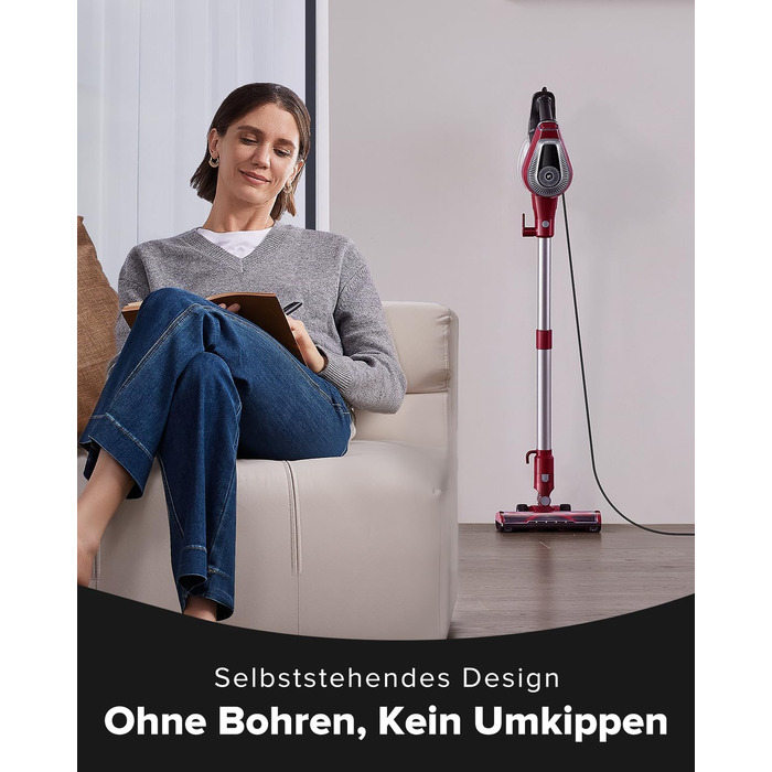 Ручний пилосос Vexilar C8 з кабелем - 600W, 60kPa, 7м кабель, безперешкодна щітка для підлоги, 1.5L безмішковий контейнер для твердих поверхонь, килимів та шерсті тварин