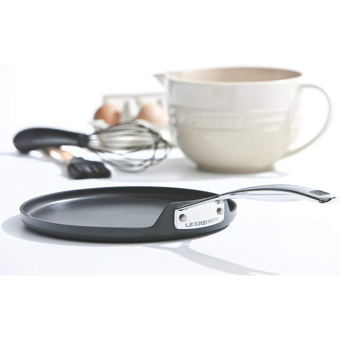 Сковорода для крепів LE CREUSET з антипригарним покриттям, 24 см, для всіх типів плит (включно з індукційними), алюміній, антрацит/срібло