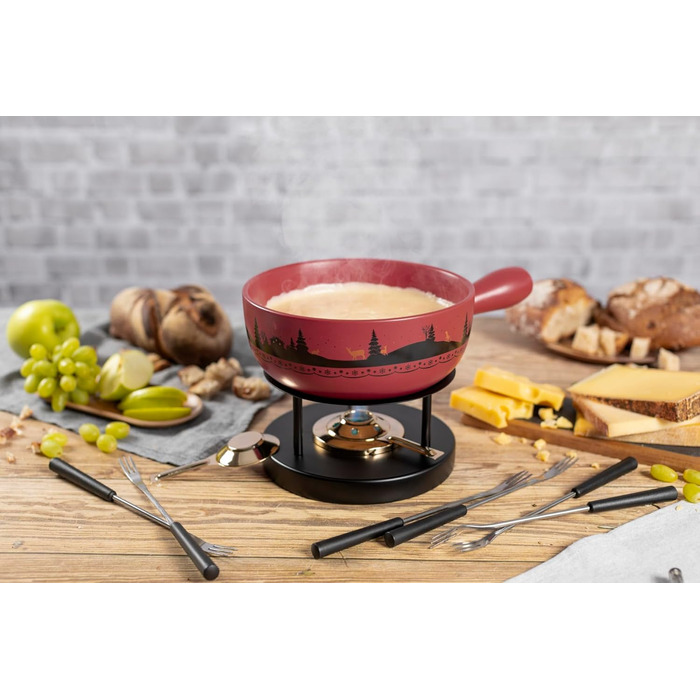 Набір для фондю KUHN RIKON Winterwonderland, Ø 23 см, 2.6 л, на 4-6 осіб, з 6 виделок, речау та пальниковою лампою