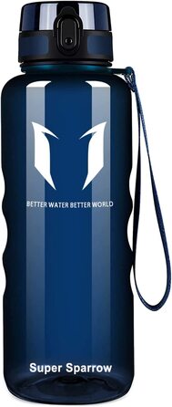 Пляшка для пиття Super Sparrow-пляшка для води об'ємом 1,5 л, герметична-спортивна пляшка без бісфенолу А / Школа, спорт, вода, велосипед (1-прозора-чорниця)