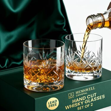 Набір склянок для віскі Glenrigg 2 шт. 310 мл – склянки-тумблери з кришталю без свинцю, з важким дном, ручна обробка, подарункова коробка