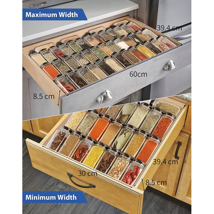 Висувний ящик для спецій JESIFFY від 30 см до 60 см, висувний ящик для спецій, підставка для спецій, ящик для зберігання спецій.