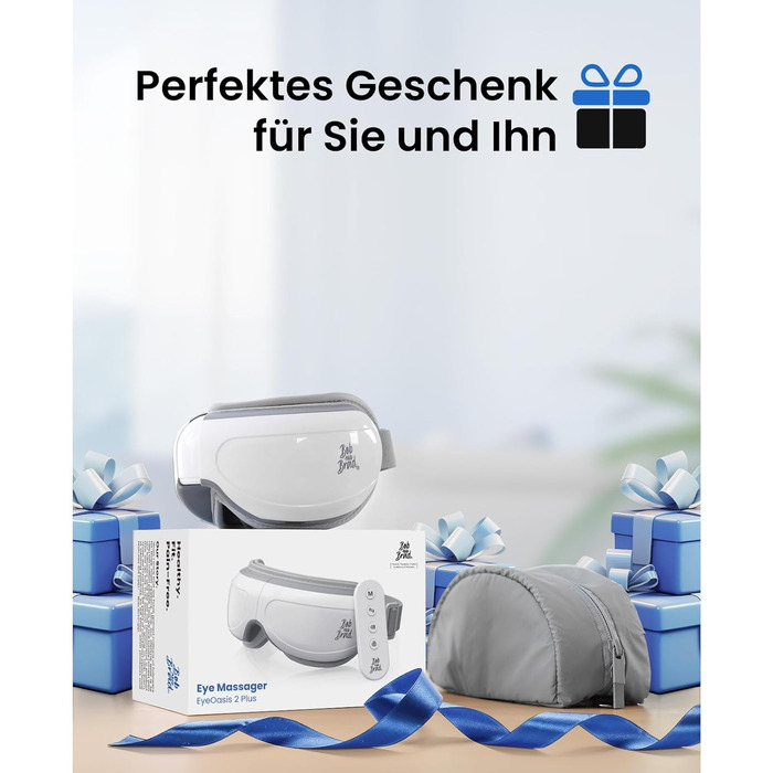 Масажер для очей Bob and Brad EyeOasis 2 з підігрівом, музикою та компресією, електричний. Зменшує темні кола та сухість очей. Маска для очей з пультом керування.