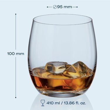 Набір келихів Crystal Bohemia для білого вина, 6 шт, 350 мл, стійкі до миття в посудомийній машині, довговічні та стійкі до подряпин - елегантні келихи з кришталевого скла, ідеальні як подарунок для поціновувачів вина (Tumbler 410 мл)