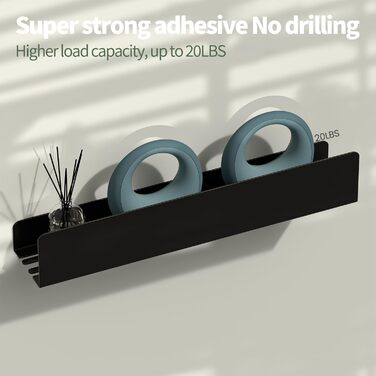 Поличка для душу REKITA без свердління, органайзер для ванної кімнати 40 см, поличка з нержавіючої сталі з 4 знімними гачками, тримач для шампуню для душу, навісна поличка, чорний колір