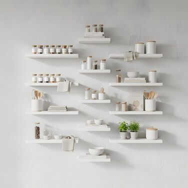 Набір полиць настінних 4 шт. для декору та книг з МДФ, білі 40x14x3 см