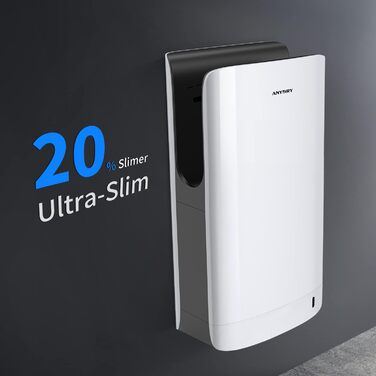 Anydry 2065: Двосторонній сушар для рук з HEPA-фільтром, ефективний, білий, ABS-пластик