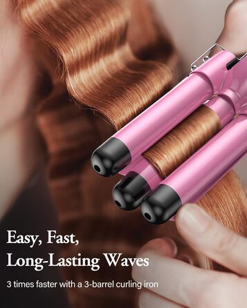 BESTOPE PRO Локкенстаб: Набір для створення локонів з 3 насадками, 5-в-1. Регулювання температури, швидкий нагрів, рукавичка, 2 кліпси, рожеве золото (золотий)