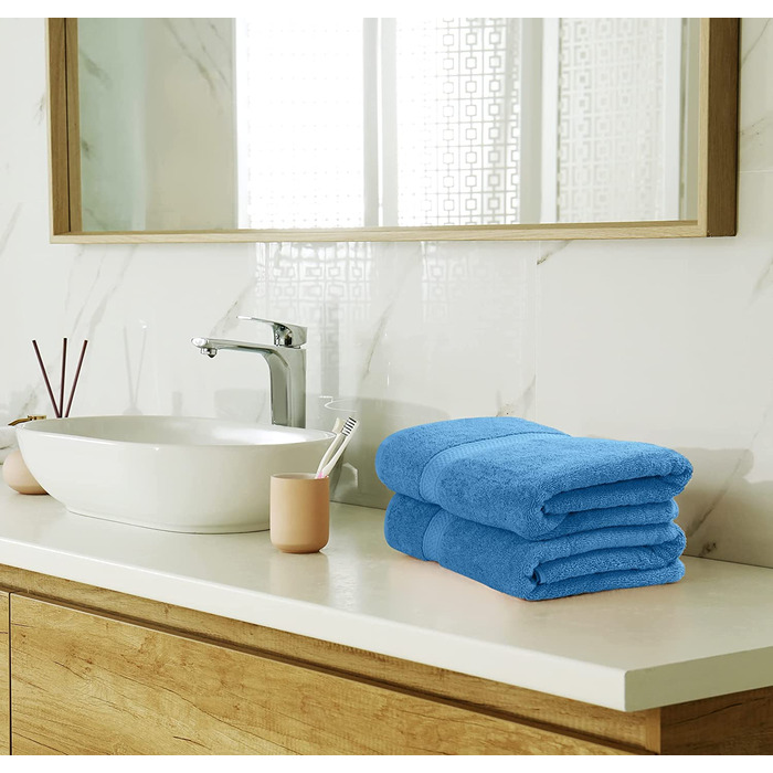 Утопія рушники-набір з 8 бавовняних рушників-2 банних рушники, 2 рушники і 4 ганчірки для миття посуду- (електричний синій)