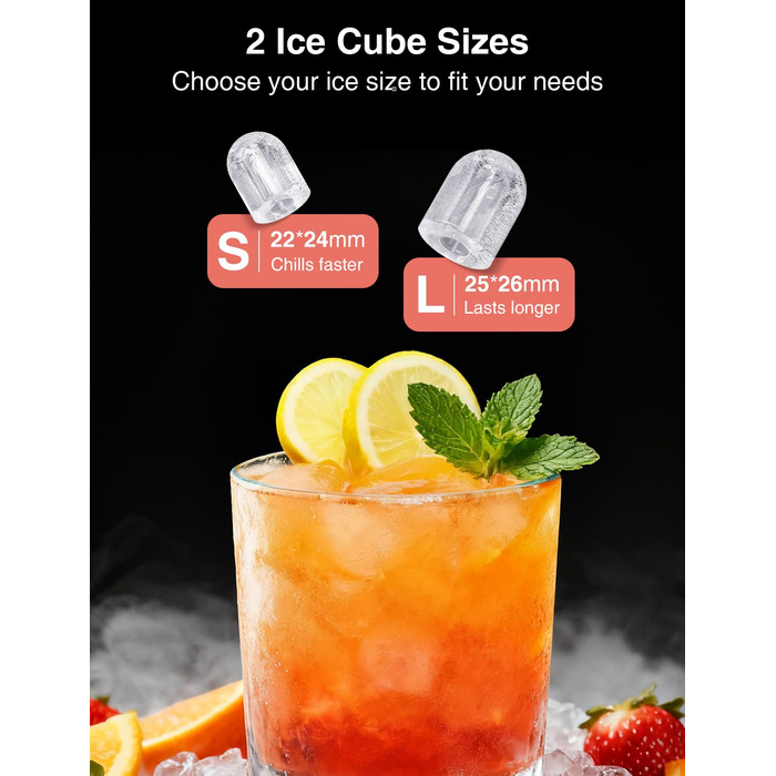 Crownful Машина для льоду портативна (Чорна) - Швидке виробництво льоду для дому та офісу