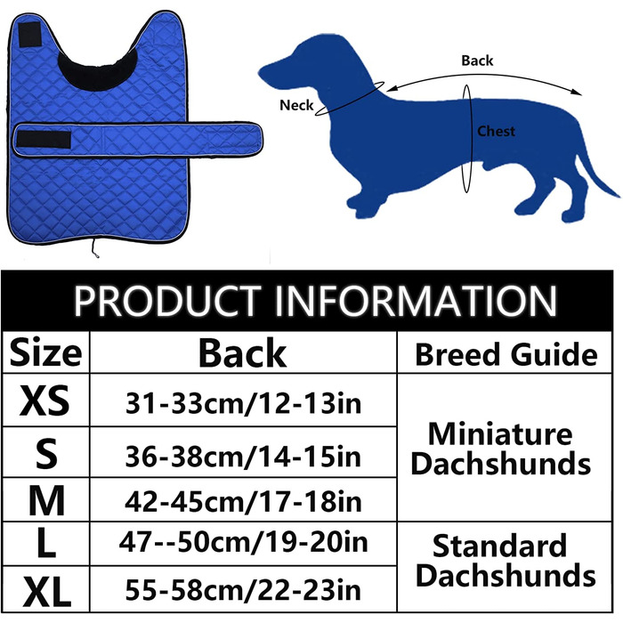 Зимова куртка MOREZI Dachshund, водонепроникна, вовна, регульована, зовнішня, M (XS, 31-32см), темно-синій