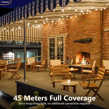Світлодіодна гірлянда для декорування саду, балкону та тераси 45.7 м, з пультом, тепле світло, IP45, для дому та на вулицю