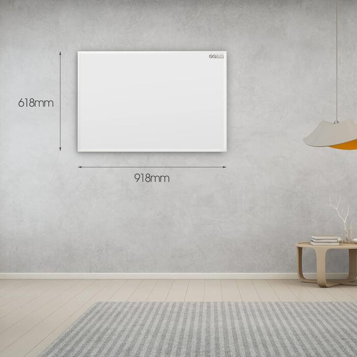 Інфрачервовий обігрівач Byecold 580 Вт з термостатом, настінний, білий + пульт, енергозберігаючий, захист від перегріву