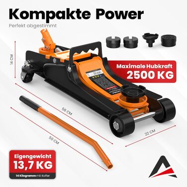 Гідравлічний домкрат Wagenheber 2.5T низький профілю для легкових авто та кліренсу, до 2500 кг (Помаранчевий)