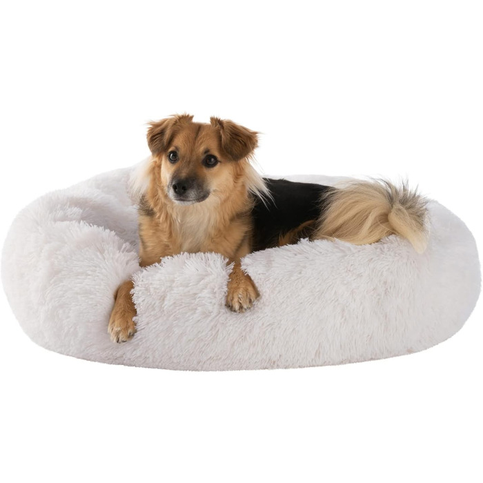 Подушка для собак Petstuff кругла пончикова, нековзна, пухнаста, що миється, колір і розмір на вибір, Ø 80 см (ø100 см, бежевий)