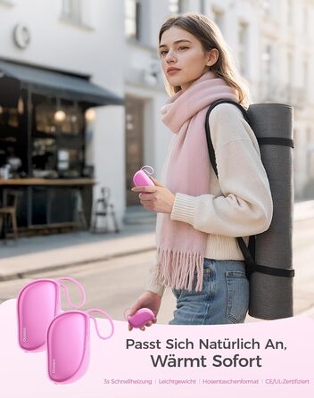 Електричні грілки для рук OCOOPA 2 шт. у наборі, дизайн гребінця, багаторазові, 4000mAh, 1.5 см, підходять для рукавичок та кишень, подарунок на Новий Рік, для жінок, зимові аксесуари, Ocoopa x Художня колекція, UT5 Sway Wiesengeflüster (Рожевий)