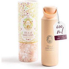 Турботермопляшка для чаю та напоїв 600 мл з нержавіючої сталі, без BPA, з ситом, персиковий колір