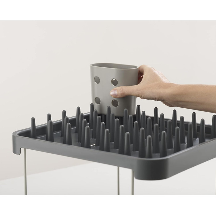 Сушарка для посуду Joseph Joseph Duo 2-ярусна, сіра з контейнером для столових приладів та зливом