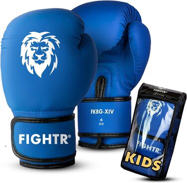 Дитячі боксерські рукавички FIKIBO Найкраща посадка та захист Молодші хлопчики/дівчатка Бокс, ММА, муай-тай, кікбоксинг вкл. сумку для перенесення Сині 06 унцій