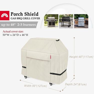 Водонепроникний чохол для газового гриля Porch Shield Premium 122x61x122 см, 600D, для Weber, Brinkmann, Char-Broil, світло-коричневий