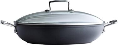 Пан з антипригарним покриттям Le Creuset, Ø 30 см, з кришкою, для всіх типів плит (в т.ч. індукційних), алюміній, сірий/срібний