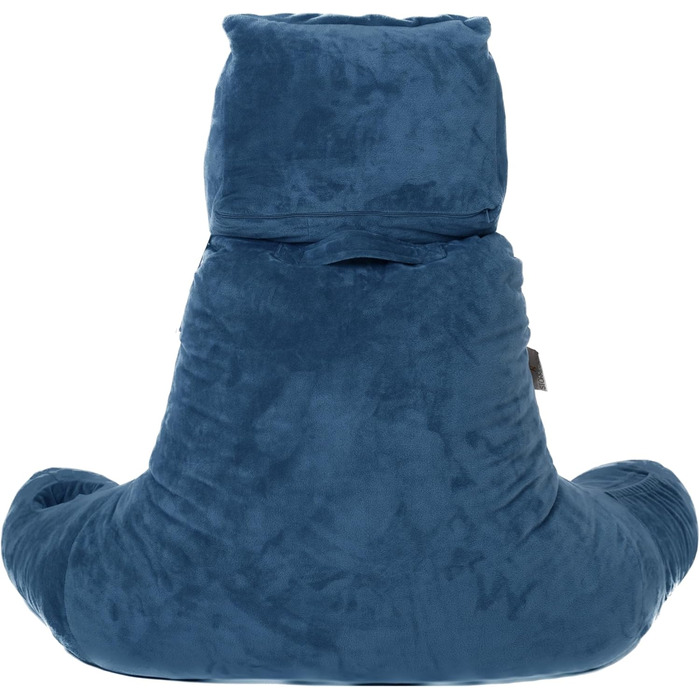 Storrejoy Велике крісло-лежак для читання з підголовником, кишенями та тримачем для книги/планшета (антрацит, блакитний)