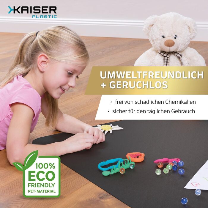 Захисна килимок для офісного крісла Kaiser Bodenschutzmatte, 120 x 130 см, чорний, Made in Germany