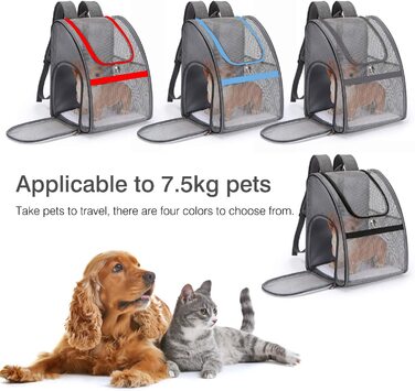 Сумка для перенесення собак PETCUTE дихаюча переноска для маленьких собак легкі рюкзаки для домашніх тварин для кішок складаний похідний рюкзак для активного відпочинку з сітчастими віконними кишенями (синій)
