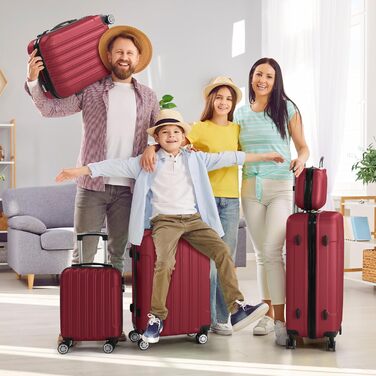 Набір валіз LALAHO 5 шт. з косметичками, з ABS пластику, для подорожей, ручна поклажа, турецький колір, в смужку