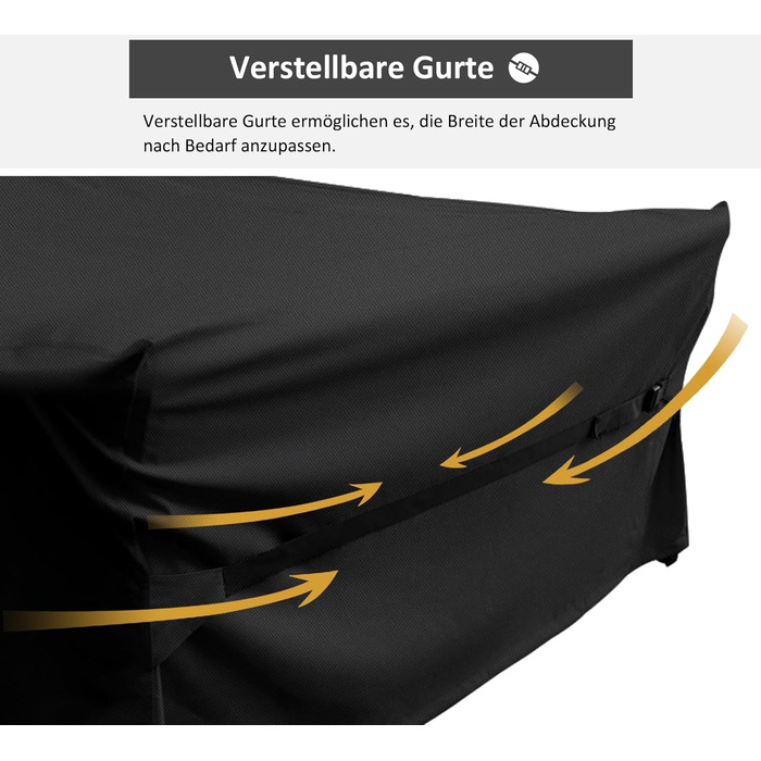 Водостійкий чохол для садово-патіо меблів 300x300x90 см, чорний, з вентиляційними отворами, 420D Oxford, захист від пилу та УФ-променів