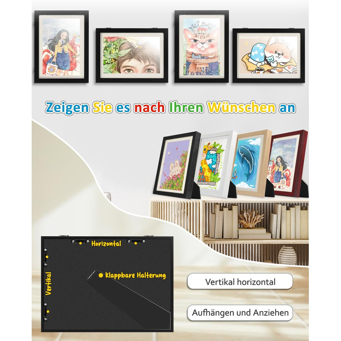 Рамка для дитячих малюнків Ciscle, A3, чорна. Рамка для фотографій та творчих робіт, ідеальна для школи та дому. 1 шт.