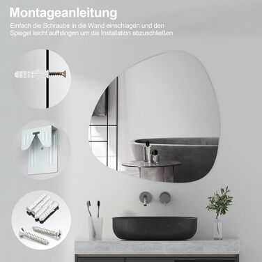 Дзеркало для ванної кімнати Spiegel Schwarz 40x60 см з металевим каркасом | Прямокутне настінне дзеркало для ванної, вітальні, спальні, гостьової кімнати