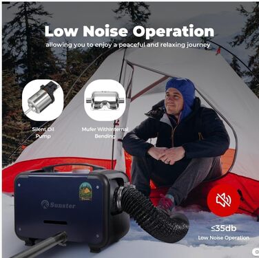 Дизельний опалювач 8kW з Bluetooth, 12V/24V/230V для вантажівок, фургонів, автодому, з автоматичним запуском та адаптером живлення, 2025 року випуску, блакитний