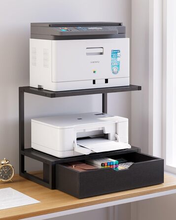 Підставка для принтера IBUYKE 2-ярусна, стіл з полицею, органайзер для офісу, чорний (TLJ015W)