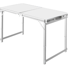 Алюмінієвий кемпінговий стіл Grafner XL складний, стабільний і портативний, 120 x 60 x 70 см, регульований по висоті, подвійний розкладний стіл Alu Garden Table Багатофункціональний стіл Відкрита валіза Стіл Пікнік, фестиваль