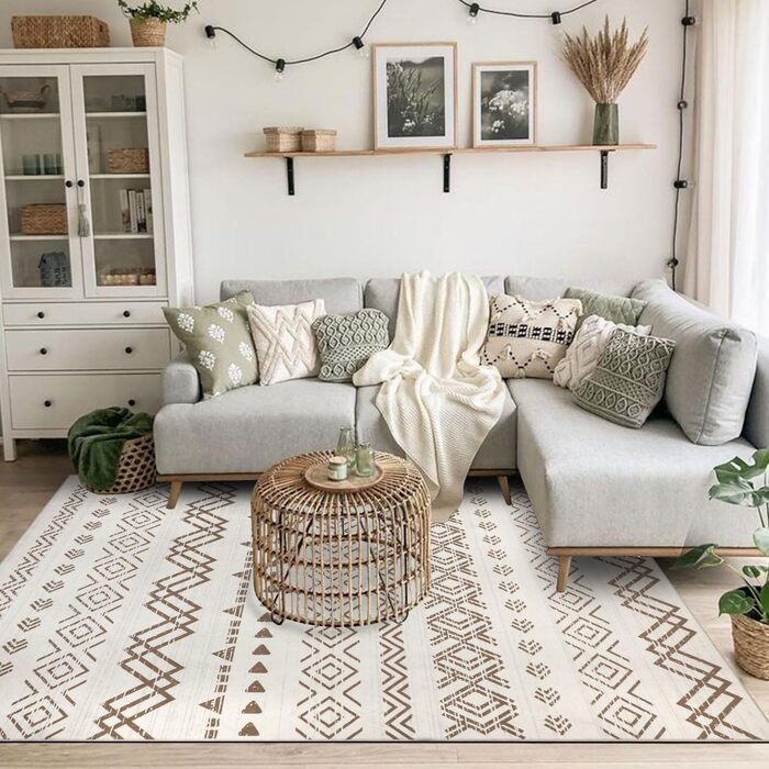 Килим Homcomodar Boho 160x230см пральний вінтажний з коротким ворсом для вітальні, спальні, кухні