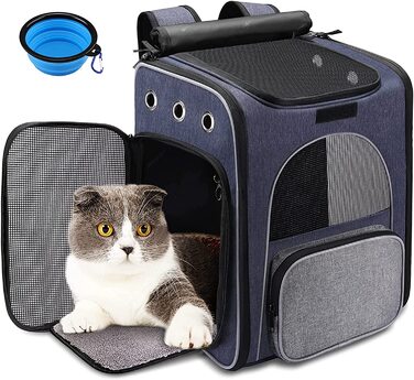 Рюкзак для кішок morpilot, рюкзак для собак для кішок і цуценят собак, дихаючий і складаний рюкзак для домашніх тварин з прозорим вікном і застібкою-блискавкою з захистом від відкривання (33 * 28 * 42 см) (33x27x39 см)