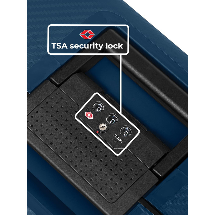 Набір валіз REDOLZ Hartschalen 3-ті, без замка-блискавки, з 3-точковим закриттям, з поліпропілену, 4 подвійні колеса, TSA-замок, для жінок та чоловіків (Essentials 15), Navy Blue, L (75 см)