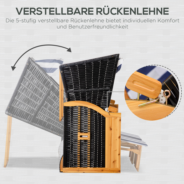 Пляжний крісло-лежак з дахом та столом, блакитний