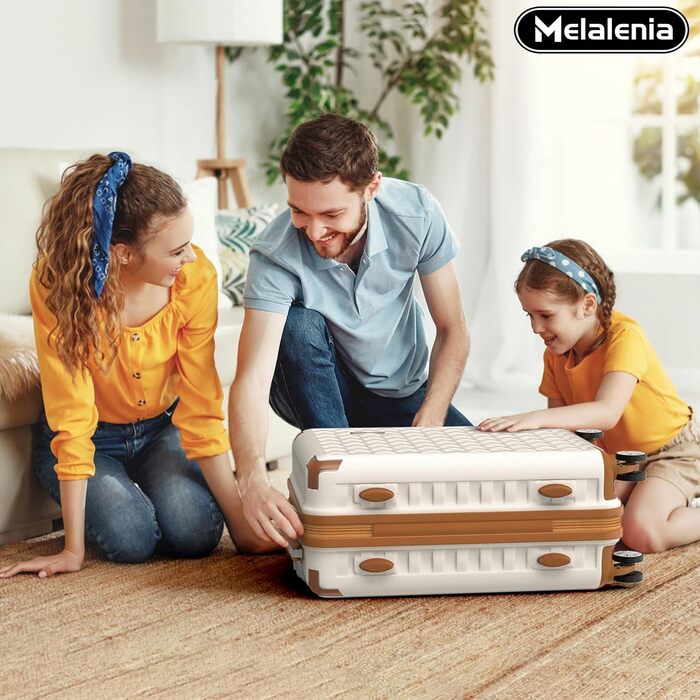 Набір валіз Melalenia 3 в 1 з жорстким корпусом, легкий, для подорожей. Валіза-тролей, набір ручної поклажі з TSA замком та 4 колесами (білий).