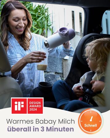 Підігрівач для пляшечок GROWNSY: портативний, для подорожей, 10000mAh, 600мл, точний контроль температури, рожевий/фіолетовий